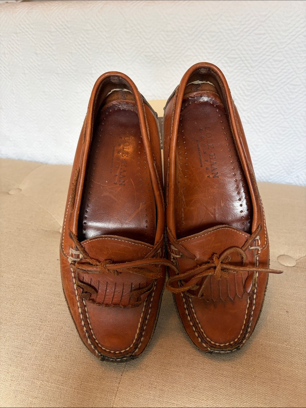 OG Vintage Cole Haan Chestnut Brown Leather Kiltie Tassel Drivers